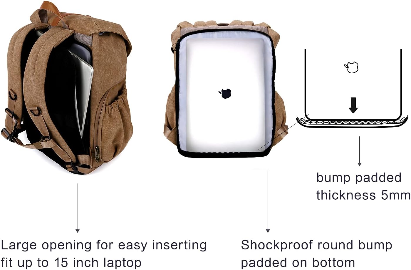 BAGSMART Camera Backpack， DSLR SLR Camera Bag Backpack， Waterproof Camera Backpacks for Photographers， Anti-Theft Photography Backpack with 15 Inch Laptop Compartment & Tripod Holder， Black - Image 5
